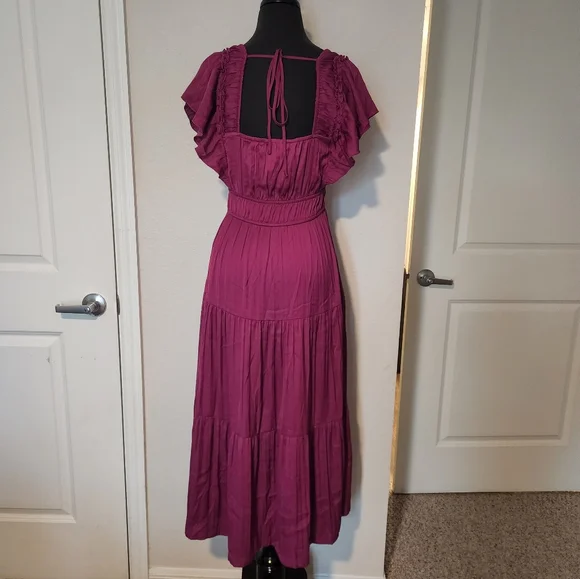 Anthropologie Deep Red Midi Dress - Picture 7 of 12